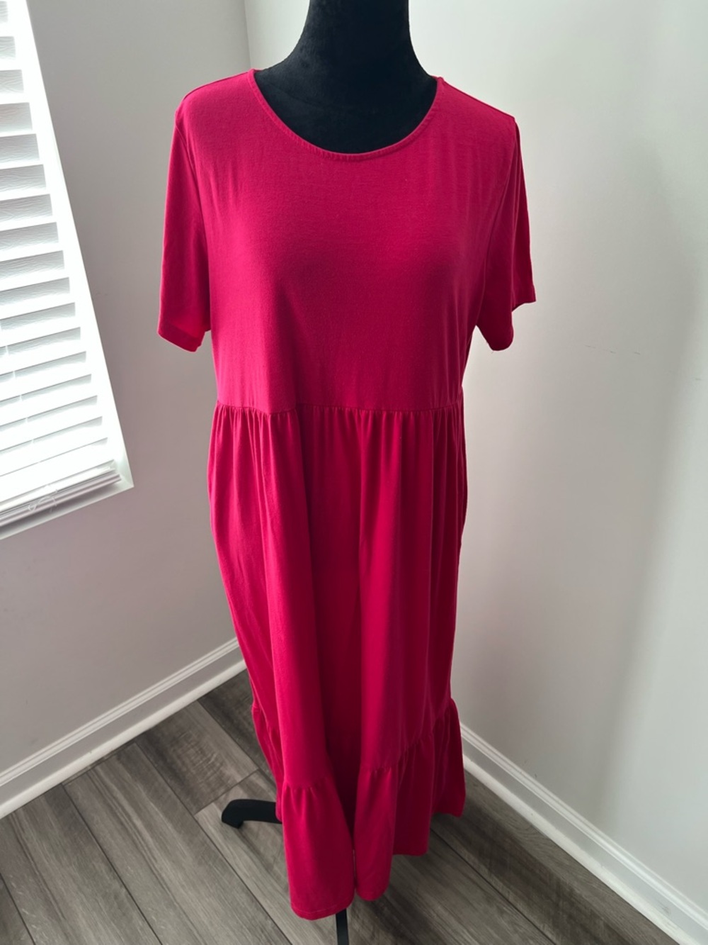 Pink Short Sleeve Maxi Dress